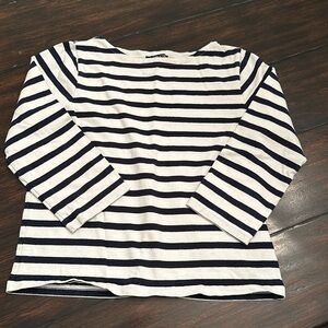 J. Crew French terry navy stripped classic mariner boatneck small navy ivory